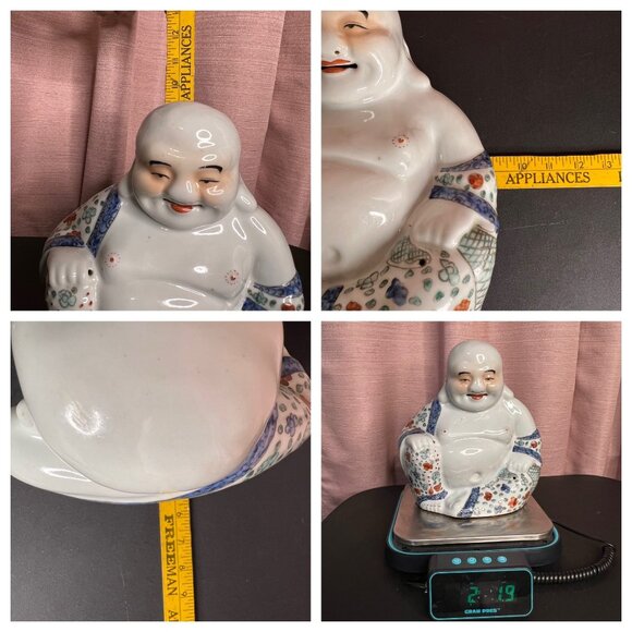 VTG Ceramic Laughing Buddha Figurine Symbol of happiness, wealth, & good fortune - Picture 5 of 16